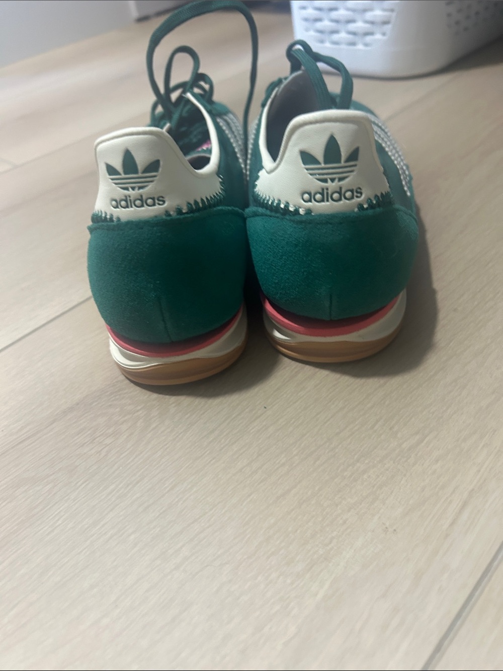 adidas Green and White Retro Runner Sneakers - Picture 5 of 5